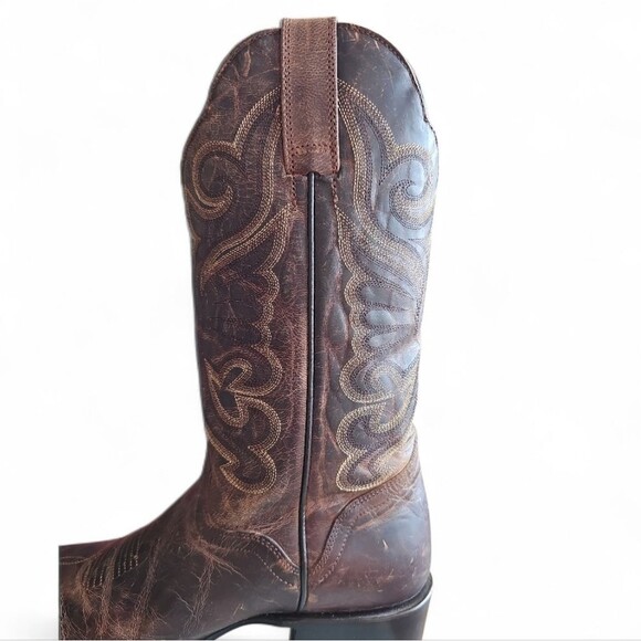 J.B. Dillon NWT Goat Leather Western Cowboy Rodeo Boots Sz 9B Distressed Brown - Picture 9 of 16